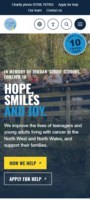 The Giddo’s Gift website on a phone