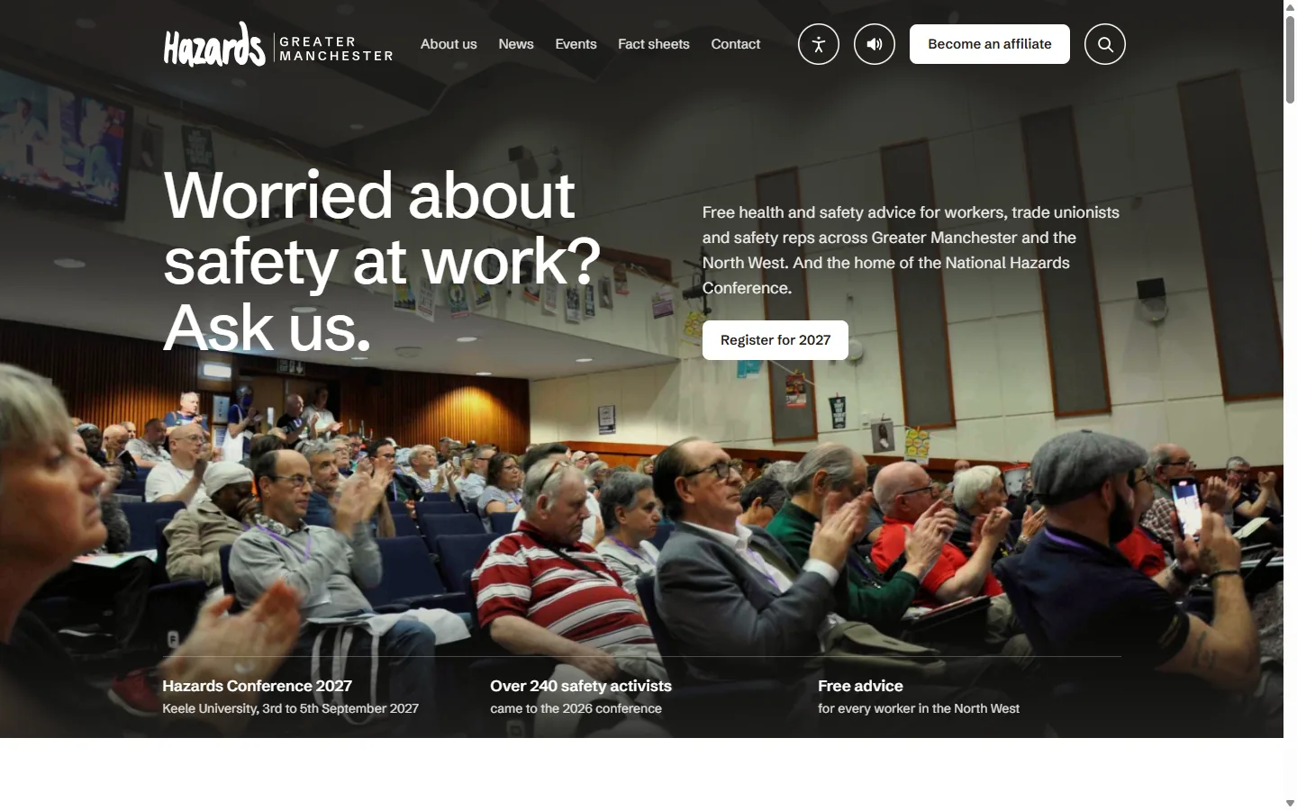 The GM Hazards, a second design website on a computer