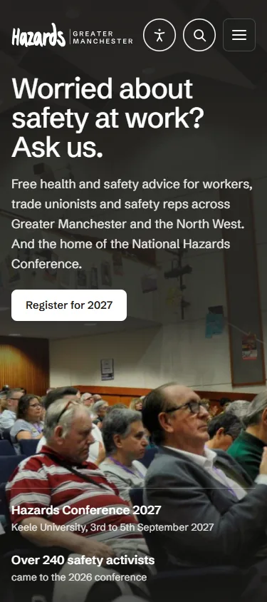 The GM Hazards, a second design website on a phone