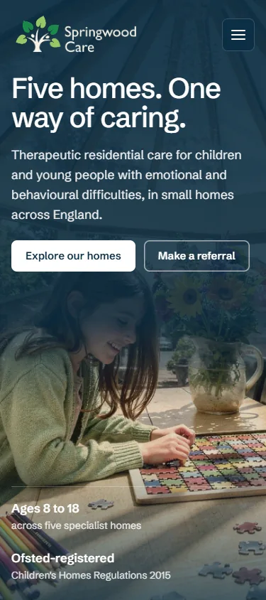 The Springwood Care website on a phone